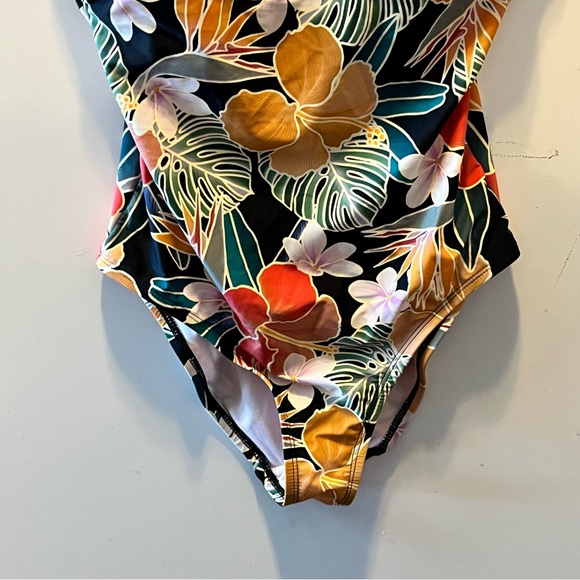 HURLEY BLACK MULTI ONE PC REMOVABLE CUPS UPF 50 SWIMSUIT size small - Picture 3 of 7